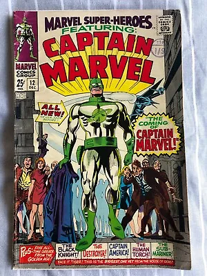 Buy Marvel Super Heroes 12 (1967) Origin & 1st App Captain Marvel (Mar-vell) • 39.99£