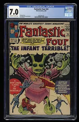 Buy Fantastic Four #24 CGC FN/VF 7.0 1st Appearance Infant Terrible!  Jack Kirby! • 188.96£