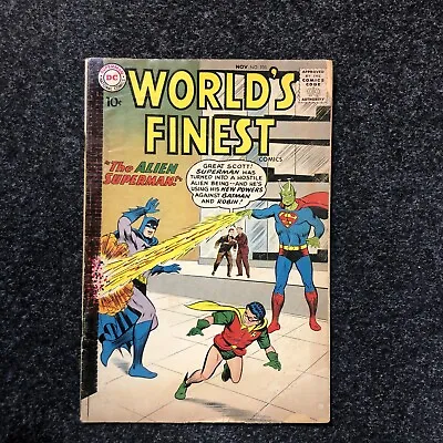 Buy World's Finest Comics 105 Swan ALIEN SUPERMAN Cvr! 1st MR MINIATURE 1959 DC VG- • 11.96£