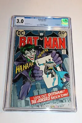 Buy CGC 3.0 Batman 251 1973 Classic Neal Adams Joker Card Cover HTF  • 279.82£