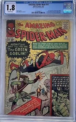Buy Amazing Spider-Man #14 Jul 1964 CGC 1.8 GD 1st  Green Goblin Norman Osborne Hulk • 801.76£