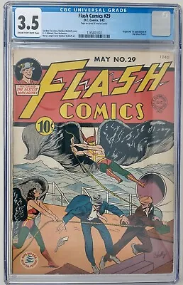 Buy Flash Comics #29 ~ Dc 1942 ~ Cgc 3.5 Vg- ~ Hawkgirl Cover • 872.28£