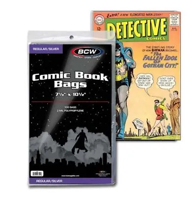 Buy (100) BCW Silver Age Size Poly Comic Book Bags Acid Free 7 1/8  X 10 1/2  • 7.16£