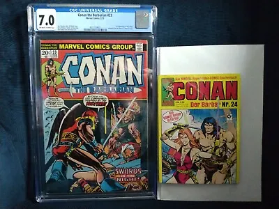 Buy CONAN THE BARBARIAN #23 (1973) CGC 7.0 OW/W 1st Red Sonja + German Edition #24 • 207.13£