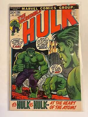 Buy Incredible Hulk #156 Marvel Oct 1972  Bronze Age Issue  Off White Pages  VF+ 8.5 • 79.02£