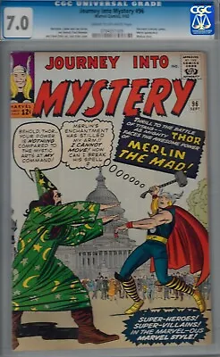 Buy Journey Into Mystery #96 Cgc  7.0- Vf-- Pres.kennedy Cameo-medusa Stry-1963 • 792.20£