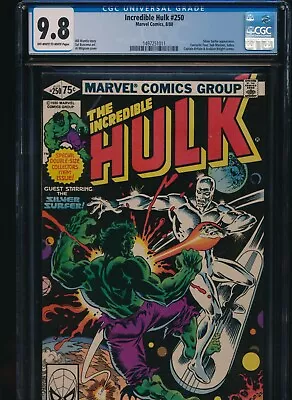 Buy Incredible Hulk #250 Cgc 9.8 8/80 Marvel Ow/w Pages Silver Surfer App. • 481.88£
