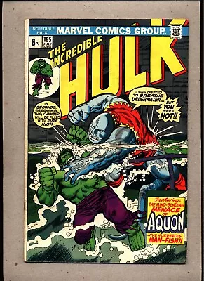 Buy Incredible Hulk #165_july 1973_vf Minus_ The Menace Of Aquon _bronze Age Uk! • 0.99£