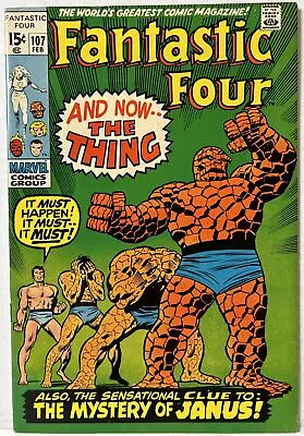 Buy Fantastic Four #107 Classic Thing Cover High Grade Vintage Marvel Comic 1971 VF+ • 31.62£