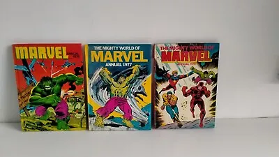 Buy X3 The Might World Of Marvel Annual 1976 1977 1978 Bundle Comics Hulk Spiderman • 17.50£