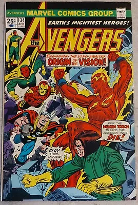 Buy The Avengers #134 - Beginning Of Vision Origin Arc - Marvel 1975 • 9.88£
