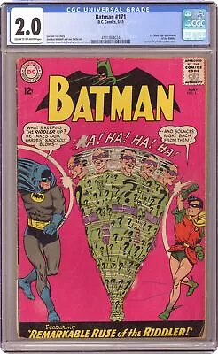 Buy Batman #171 CGC 2.0 1965 4101864024 1st Silver Age App. Riddler • 276.21£