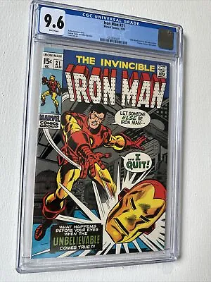 Buy IRON MAN #21 CGC 9.6 1970 White Pages 1st Eddie March New Iron Man Wow • 473.01£
