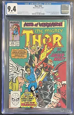 Buy The Mighty Thor #412 CGC 9.4 WHITE PAGES! 1ST FULL NEW WARRIORS! 🔥🔑 • 56.29£