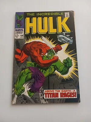 Buy The Incredible Hulk, 106 August, Marvel Comics 1968 Vintage Silver Age • 19.79£