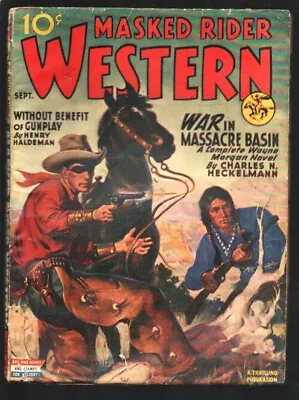 Buy Masked Rider 9/1945-Thrilling- War In Massacre Basin -Hero Pulp From The WWII... • 44.61£