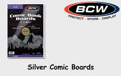 Buy BCW - 100 Comic Book Backing Boards - Silver - 24 Pt. - Coated - NEW! Original Packaging! • 11.05£