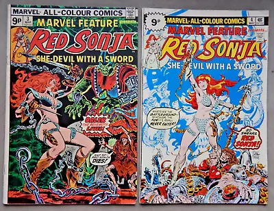 Buy RED SONJA Nos 3 & 4 MARVEL COMICS (MARVEL FEATURE) 1976 SHE-DEVIL WITH A SWORD • 10£