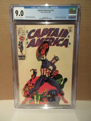 Buy Captain America #111 Marvel Comics 3/69 CGC 9.0 • 553.21£