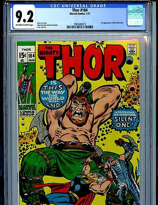 Buy Mighty Thor # 184 CGC 9.2 NM- 1971  Marvel  1st Silent One  Amricons K54 • 363.67£