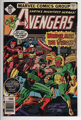 Buy The Avengers 158 Marvel Comic Book 1976 Wonder Man Vs The Vision 1st Graviton • 11.84£