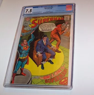 Buy Superman #211 - DC 1968 Silver Age Issue - CGC VF- 7.5 • 91.91£