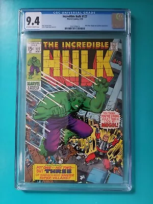 Buy Incredible Hulk #127 CGC 9.4 NM 1970 Trimpe Art Mole Man, Mogol, Tyrannus • 212.87£