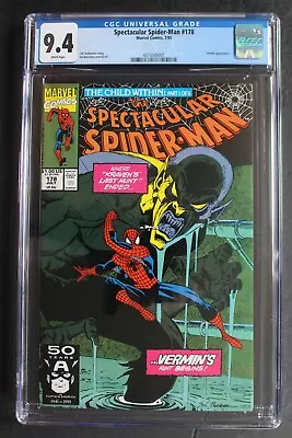 Buy SPECTACULAR SPIDER-MAN #178 VERMIN 1991 1st GOBLIN QUEEN And Ravencroft CGC 9.4 • 54.97£
