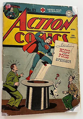 Buy Genuine 1945 Superman Action Comics #83 -DC Comic Book -Magicians - Jerry Siegel • 473.02£