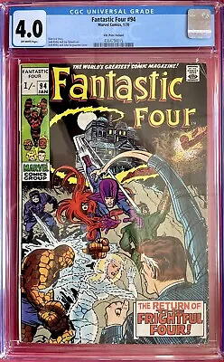 Buy Fantastic Four #94 CGC 4.0 1st Appearance Of Agatha Harkness (1970) Marvel • 129.95£