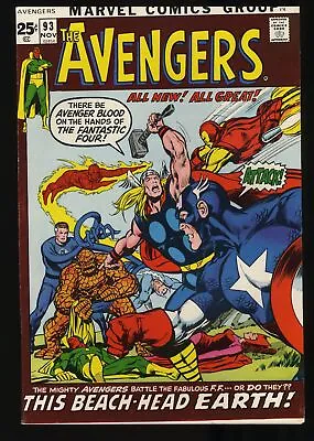Buy Avengers #93 VF+ 8.5 Neal Adams Cover And Art Kree-Skrull War! Marvel 1971 • 90.24£