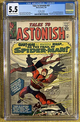 Buy Tales To Astonish 57 1964 Early Spider-man Crossover  App Giant-Man Wasp CGC 5.5 • 135£