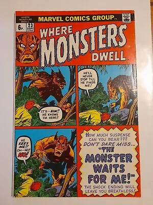 Buy Where Monsters Dwell #23 Sept 1973 VGC 4.0 Reprints Strange Tales #92 • 9.99£