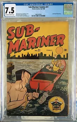 Buy Sub-Mariner Comics #21 (1946) CGC 7.5; O/w To White Pages; Last Angel Backup • 1,549.58£