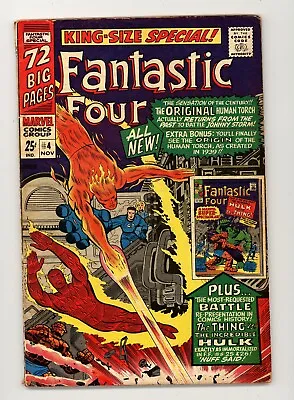 Buy Fantastic Four Annual 4 F- Fine- 5.5 Hulk Vs Thing Battle 1966 • 35.47£