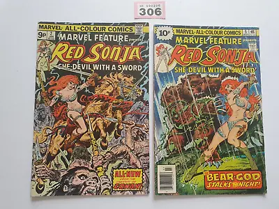 Buy MARVEL FEATURE  # 2-5 RED SONJA  1975/76  BRONZE AGE MARVEL X 2 • 9.99£