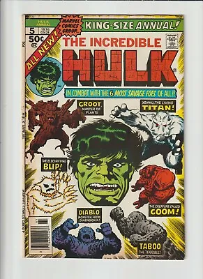 Buy Incredible Hulk  King Size Annual 5       2nd App Groot    VF    8.0   Marvel • 24.99£
