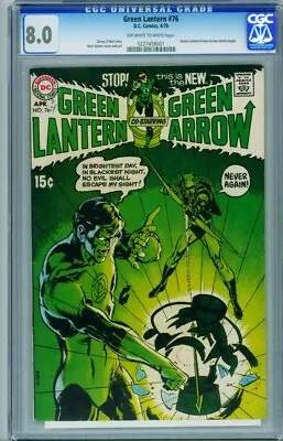 Buy Green Lantern #76 CGC 8.0 1st Green Arrow Team Up 1970 DC 0227458001 • 1,344.82£