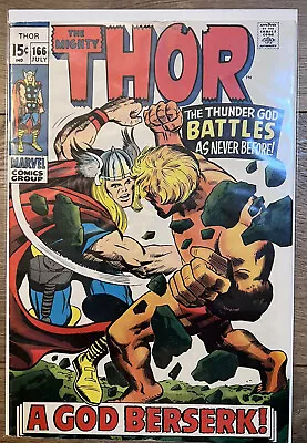 Buy The Mighty Thor #166 Marvel Comics 1969 2nd Full App. Of Adam Warlock • 47.49£