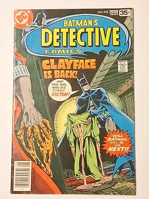 Buy Detective #478 Newsstand - 1st Full Clay Face III - Batman - 1978 • 22.03£