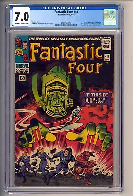 Buy Fantastic Four #49 CGC 7.0 OW-W Apr 1966 Galactus Silver Surfer Marvel HOT! • 1,205.25£