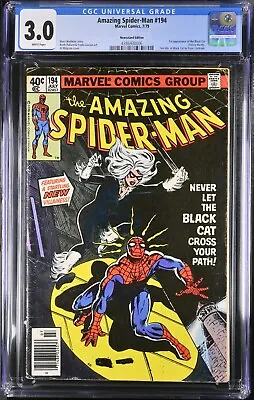 Buy Amazing Spider-Man #194 - WHT PGS - Newsstand Edition - CGC 3.0 • 116.62£