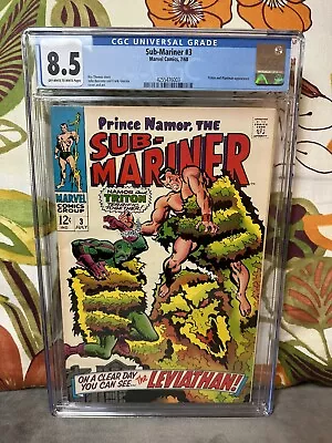 Buy Sub-mariner 3 Cgc 8.5 Ow/w Pages Triton Marvel Comics 1968 • 106.69£