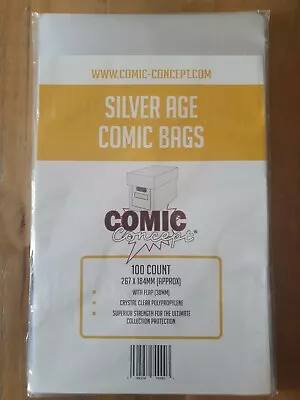 Buy 100 X SILVER AGE COMIC CONCEPT COMIC BAGS • 9.99£