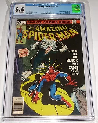 Buy Amazing SPIDER-MAN 194 NEWSSTAND CGC 6.5 1ST Appearance Of BLACK CAT Key Issue • 205.55£