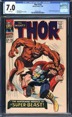 Buy Thor #135 Cgc 7.0 White Pages // Jack Kirby Cover Art Marvel Comics 1966 • 96.51£