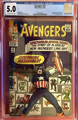 Buy Avengers #16 1st New Team Hawkeye/Scarlet Witch/Quicksilver CGC 5.0 Marvel Comic • 250£