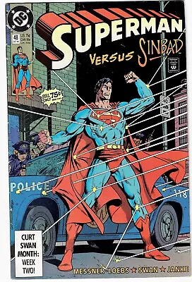 Buy Superman #48 - DC 1990 - Cover By Curt Swan [Ft Sinbad] • 6.49£