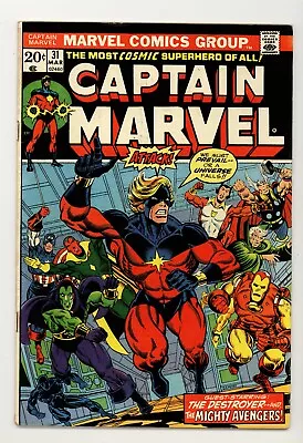 Buy Captain Marvel 31 F Fine Moon Dragon Appearance 1974 • 28.68£
