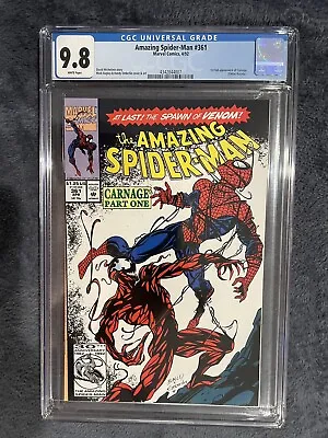 Buy Amazing Spider-Man #361 CGC 9.8 White Pages First Carnage Appearance ASM NM/MT • 301.19£